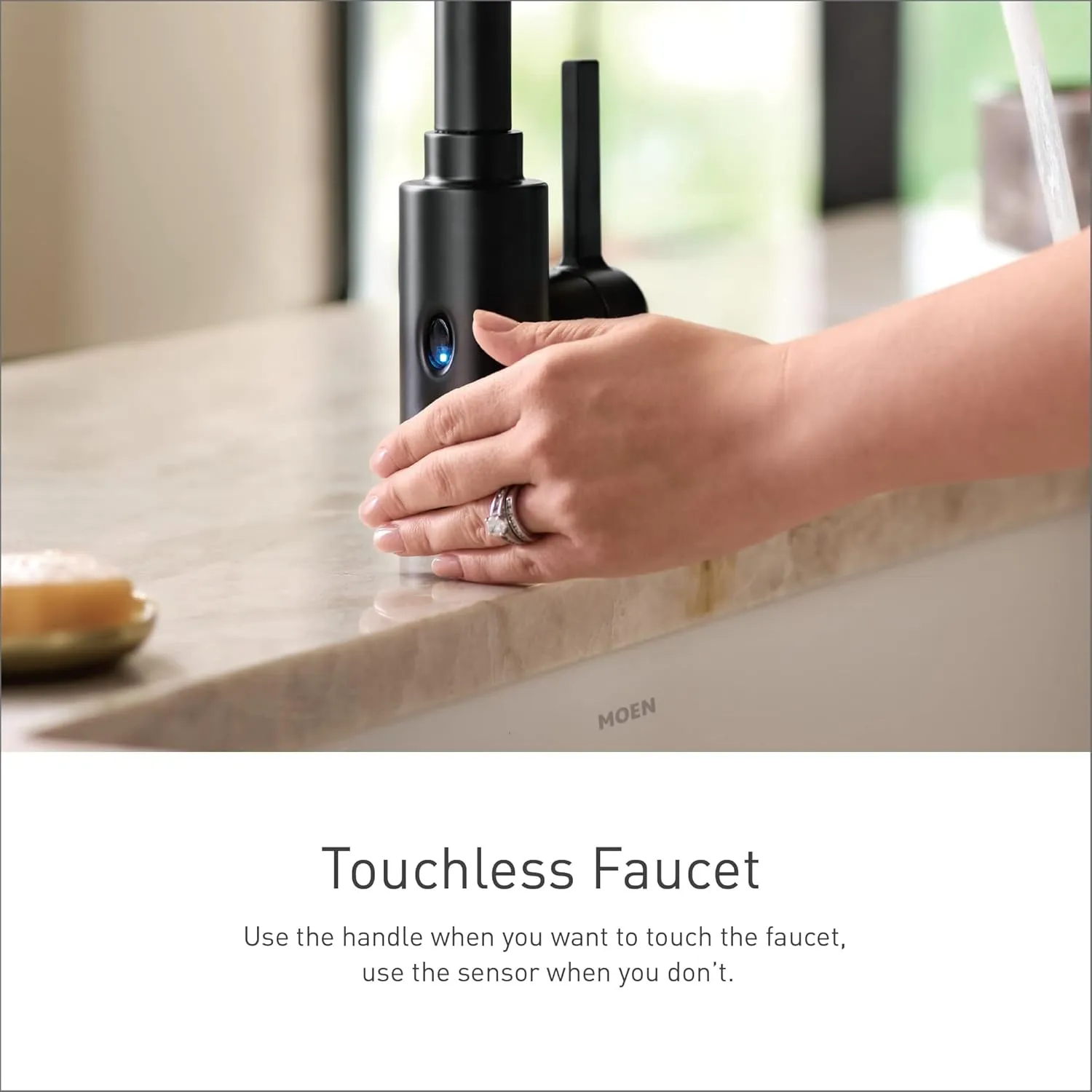 Moen 5925EWBLS Sleek Spring Pulldown Kitchen Faucet with Power Boost, Black Stainless