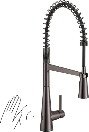 Moen 5925EWBLS Sleek Spring Pulldown Kitchen Faucet with Power Boost, Black Stainless