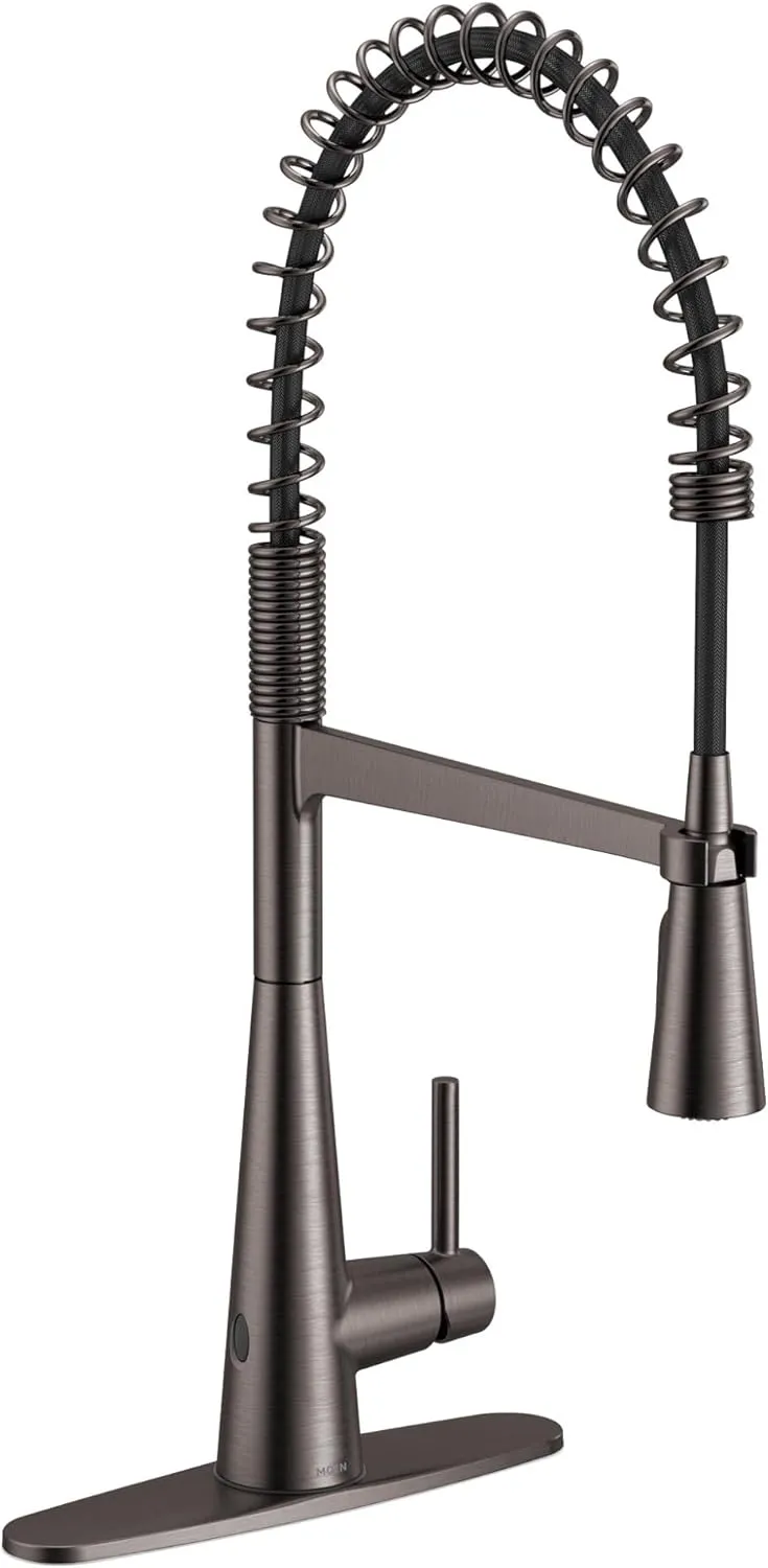 Moen 5925EWBLS Sleek Spring Pulldown Kitchen Faucet with Power Boost, Black Stainless
