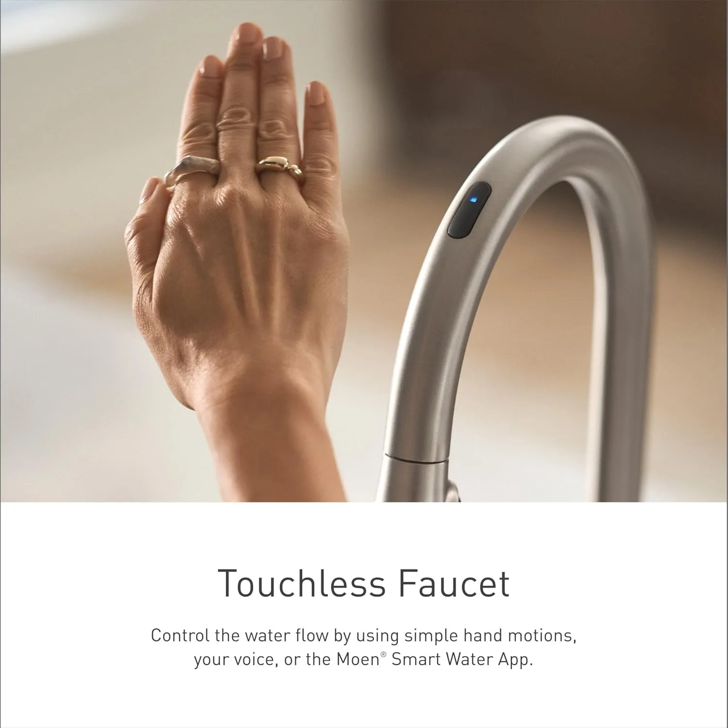 Moen 7864EVC Sleek Smart Touchless Pull Down Sprayer Kitchen Faucet with Voice Control and Power Boost, Chrome