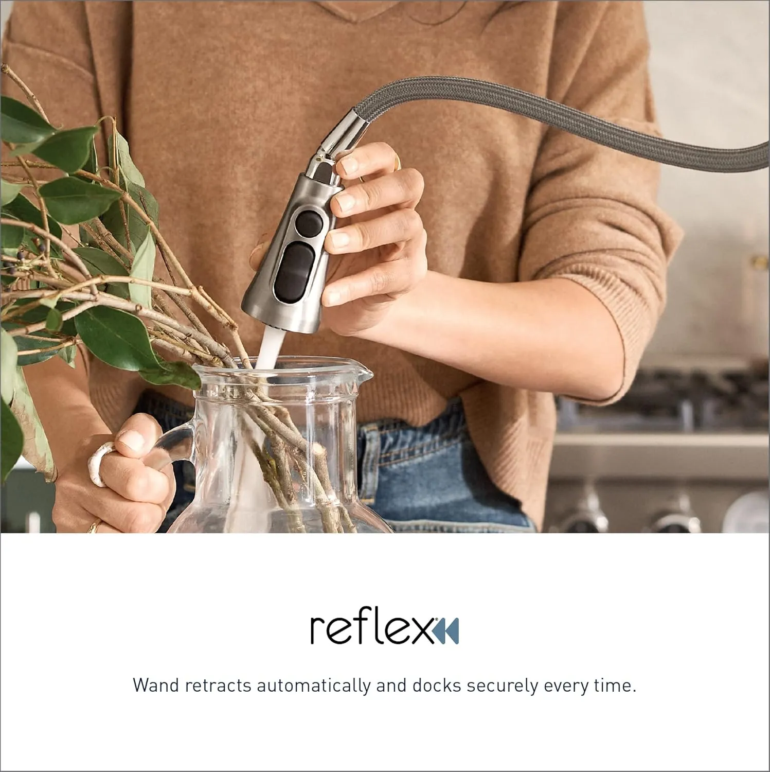 Moen 7864EVC Sleek Smart Touchless Pull Down Sprayer Kitchen Faucet with Voice Control and Power Boost, Chrome