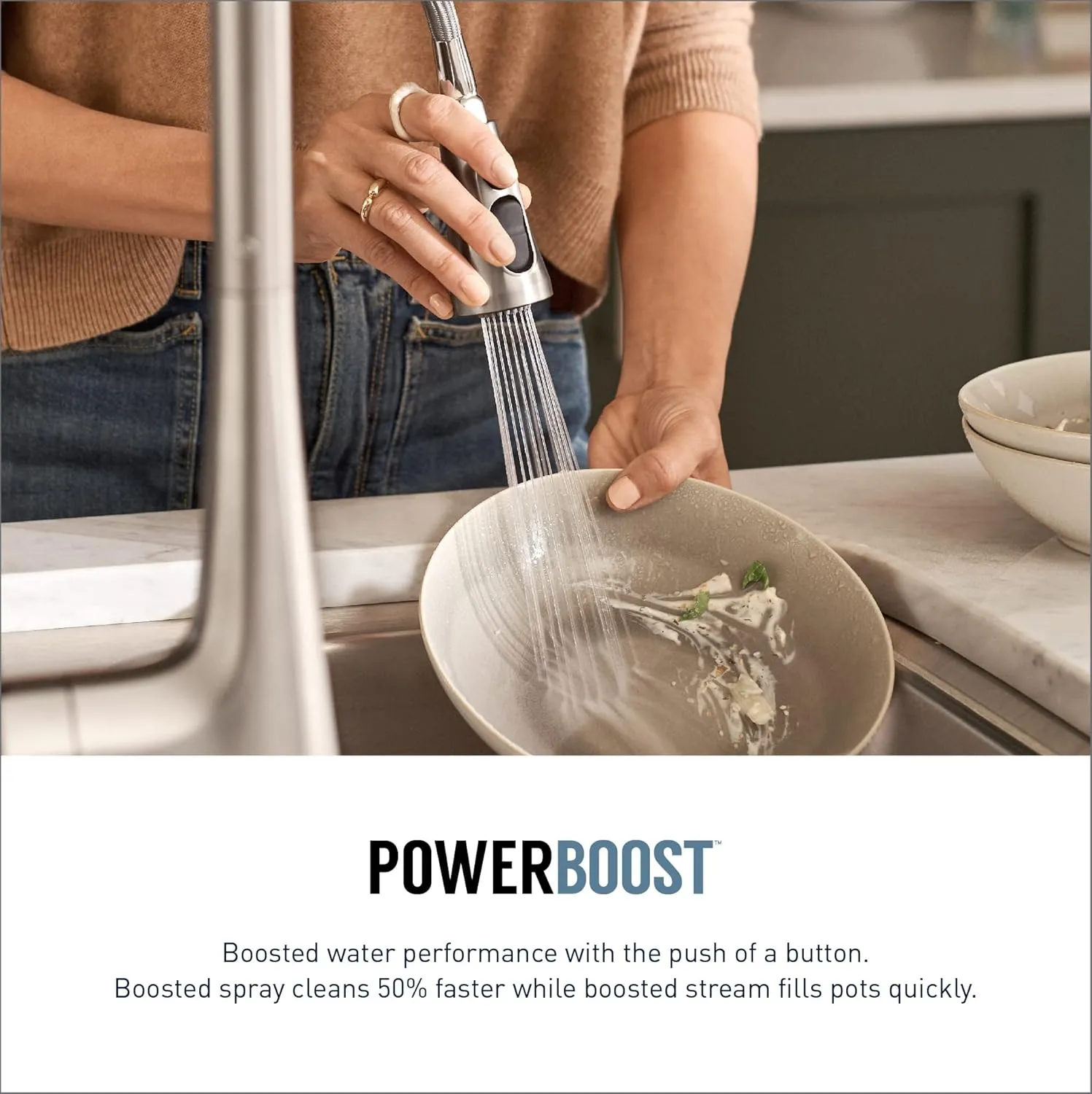 Moen 7864EVC Sleek Smart Touchless Pull Down Sprayer Kitchen Faucet with Voice Control and Power Boost, Chrome