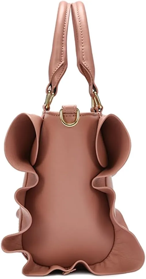 Molodo Handbags for Women Stylish Vegan Leather Satchel Bag Pleated Ruffle Tote Crossbody Bag Purse