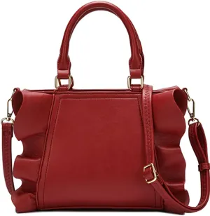 Molodo Handbags for Women Stylish Vegan Leather Satchel Bag Pleated Ruffle Tote Crossbody Bag Purse
