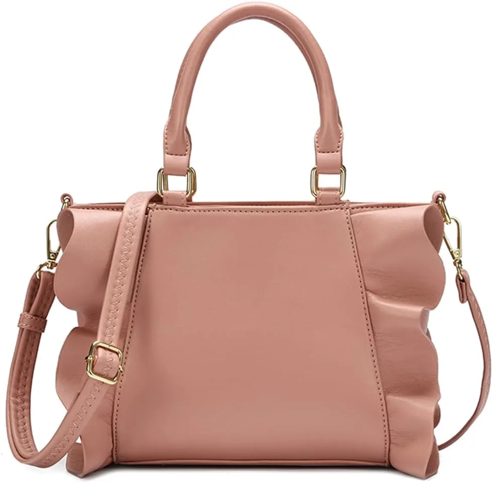 Molodo Handbags for Women Stylish Vegan Leather Satchel Bag Pleated Ruffle Tote Crossbody Bag Purse