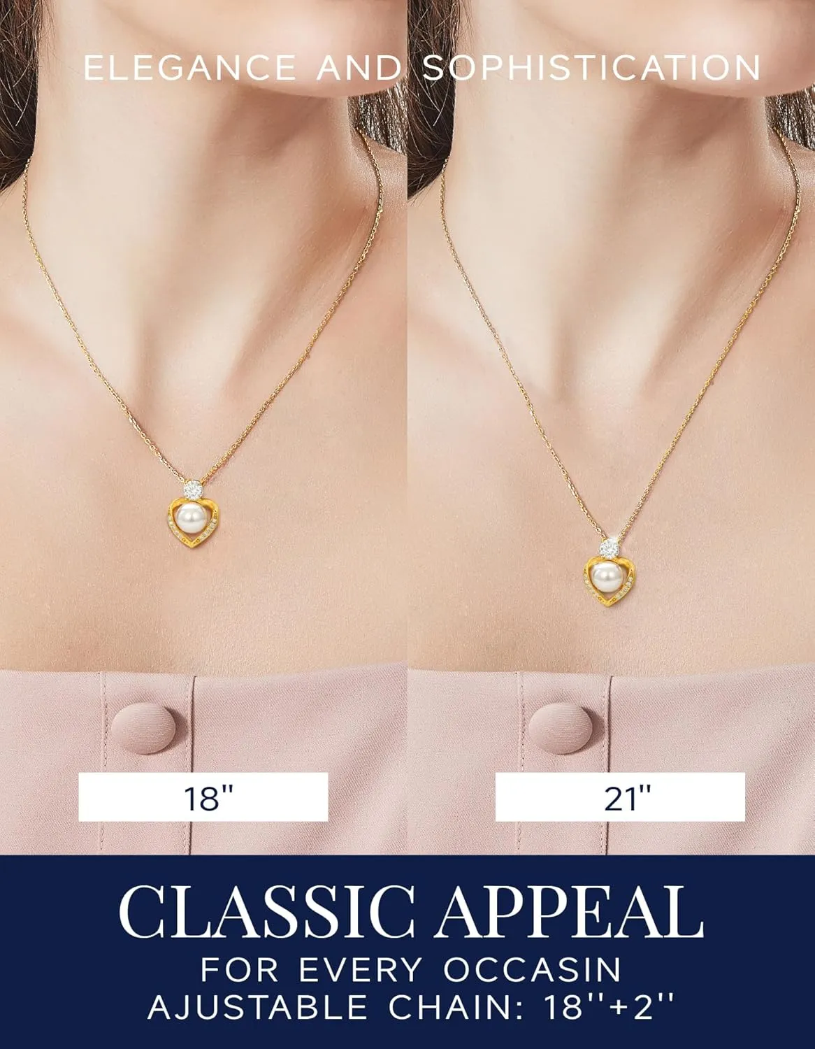 MomentWish Anniversary Birthday Gift for Her, Pearl Necklace for Women, Moissanite Necklace for Women, Freshwater Cultured Pearls Pendant, 14K Gold Plated 925 Sterling Silver Necklace