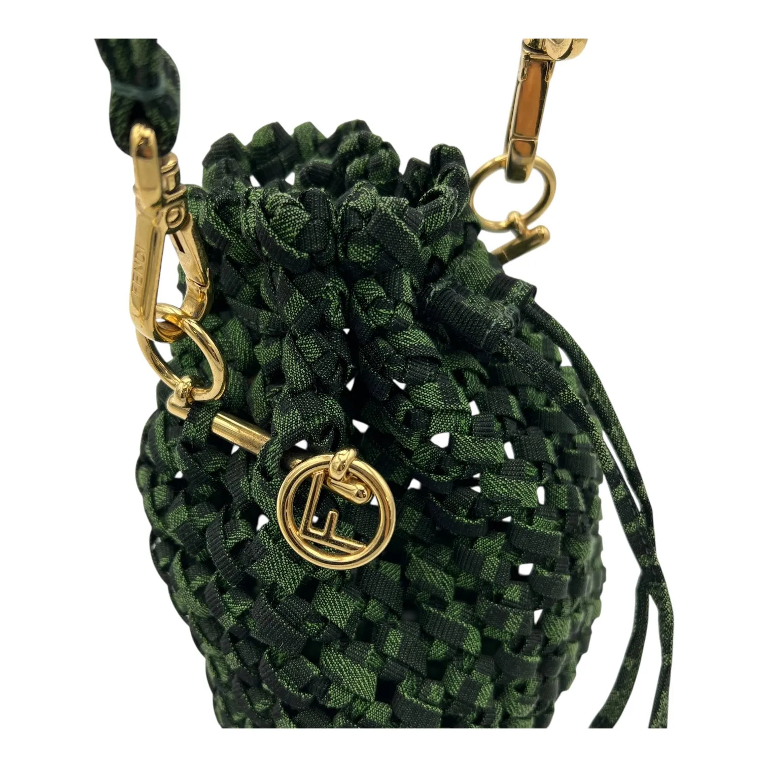 Mon Tresor Crossbody Bag Green in Canvas, Gold hardware