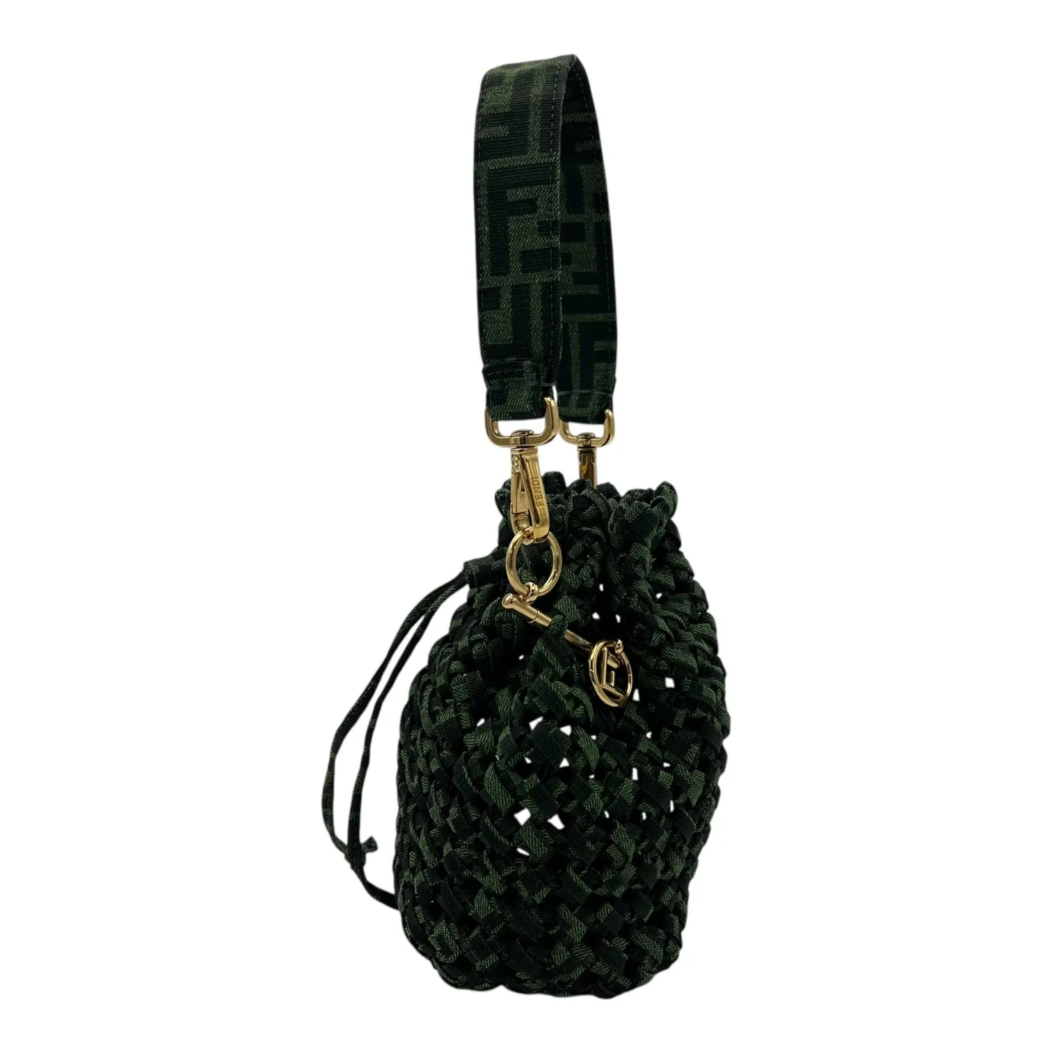 Mon Tresor Crossbody Bag Green in Canvas, Gold hardware