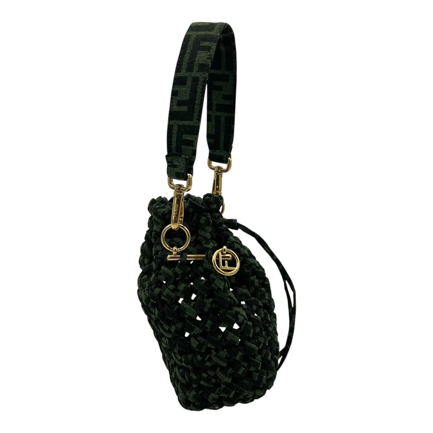 Mon Tresor Crossbody Bag Green in Canvas, Gold hardware