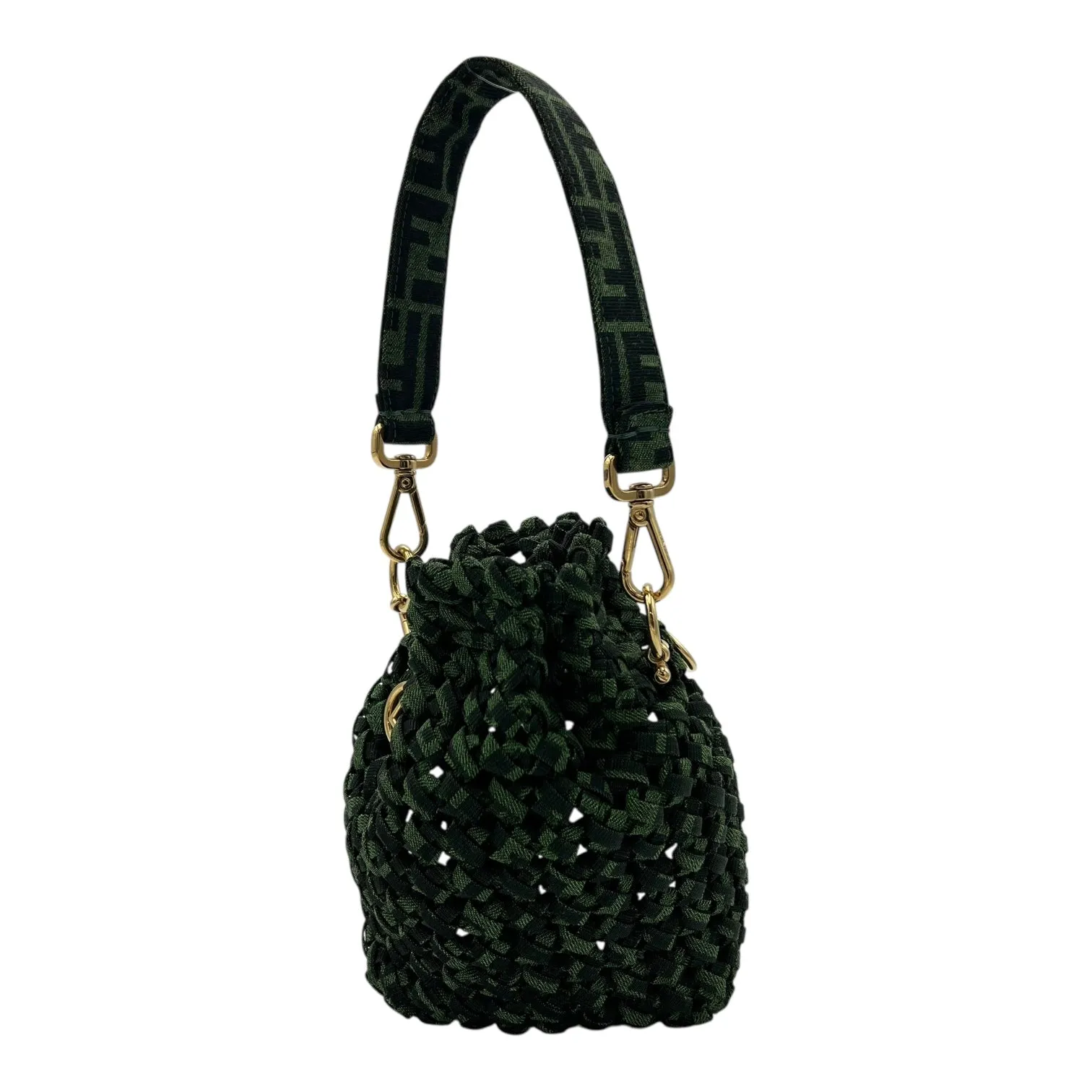 Mon Tresor Crossbody Bag Green in Canvas, Gold hardware