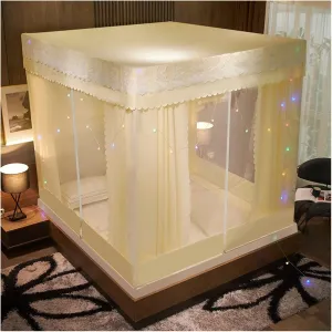 Mosquito Net for Dormitory, Home Encryption Mosquito Net Cover, Transparent Bedspread, Mosquito Repellent (Yellow 5 Foot Bed)