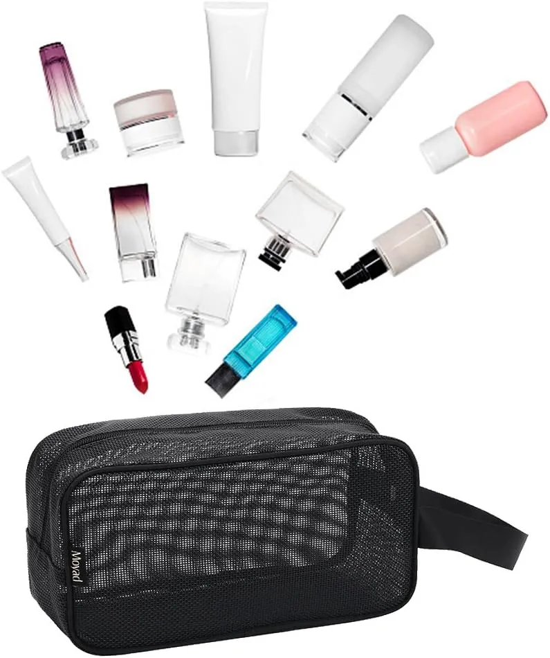 Moyad Mesh Shower Caddy Portable Toiletry Bag College Dorm Room Essentials for Girls Guys Gym Bag Camping Organizer Hanging Bathroom Mesh Bag, Black