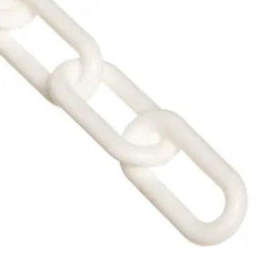 Mr. Chain Plastic Barrier Chain, White, 1.5-Inch Link Diameter, 100-Foot Length (30001-100)