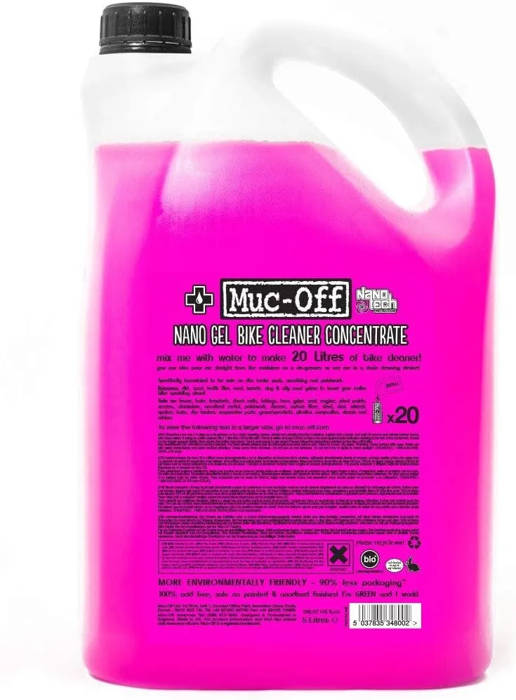 Muc-Off Bike Cleaner Concentrate, 5 Liter - Fast-Action, Biodegradable Nano Gel Refill - Mixes with Water to Make Up to 20 Liters of Bike Wash