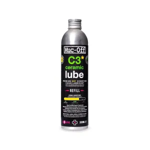 Muc-Off C3 Dry Chain Lube, 10.14 fl oz - Ceramic Bike Lube Refill, Bike Chain Oil, Chain Wax for Wet Weather Conditions - Bike Lubricant and Bicycle Chain Oil