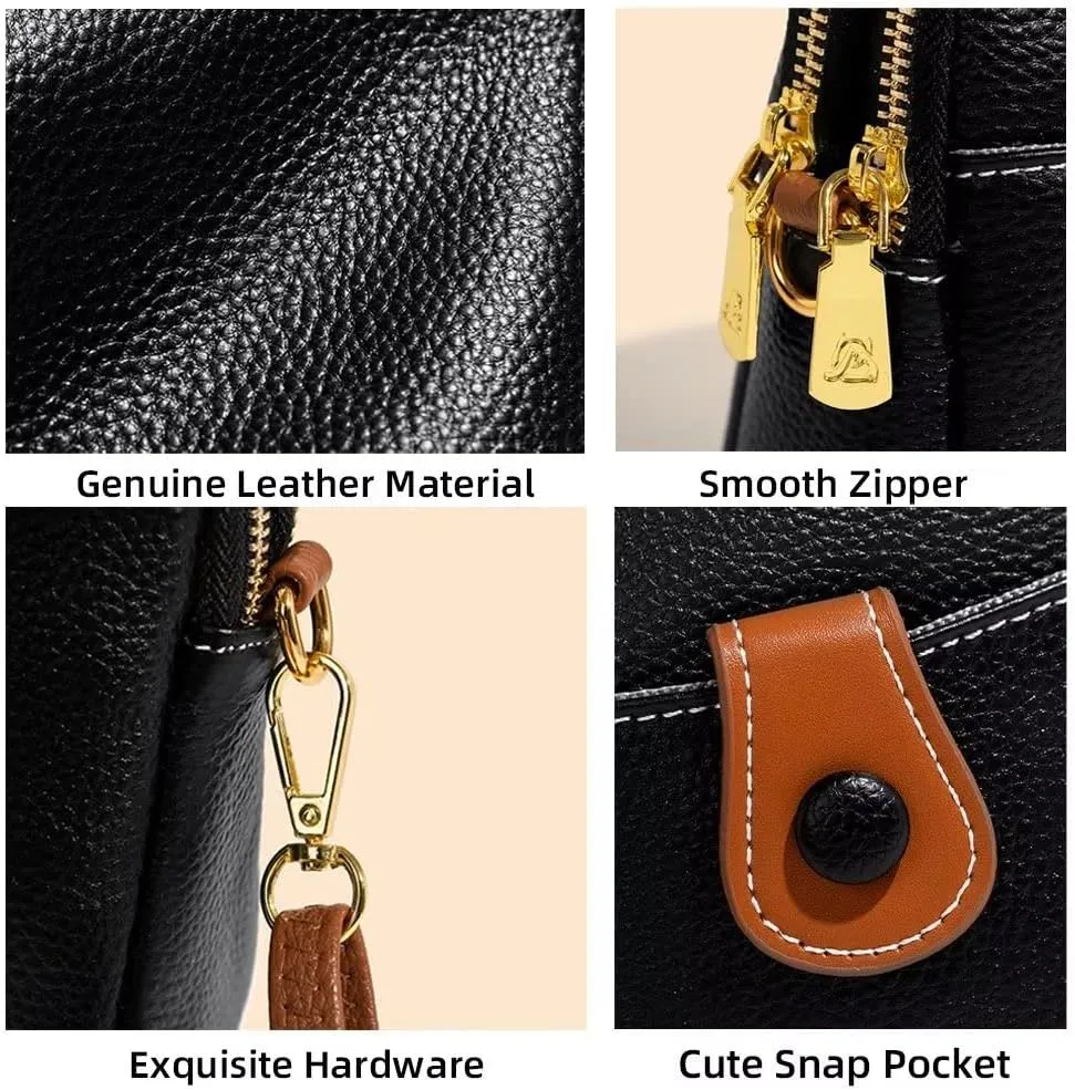 Mudono Small Crossbody Bag for Women Genuine Leather Cell Phone Purse Lightweight Shoulder Bag Vintage Daily Wallet Bag