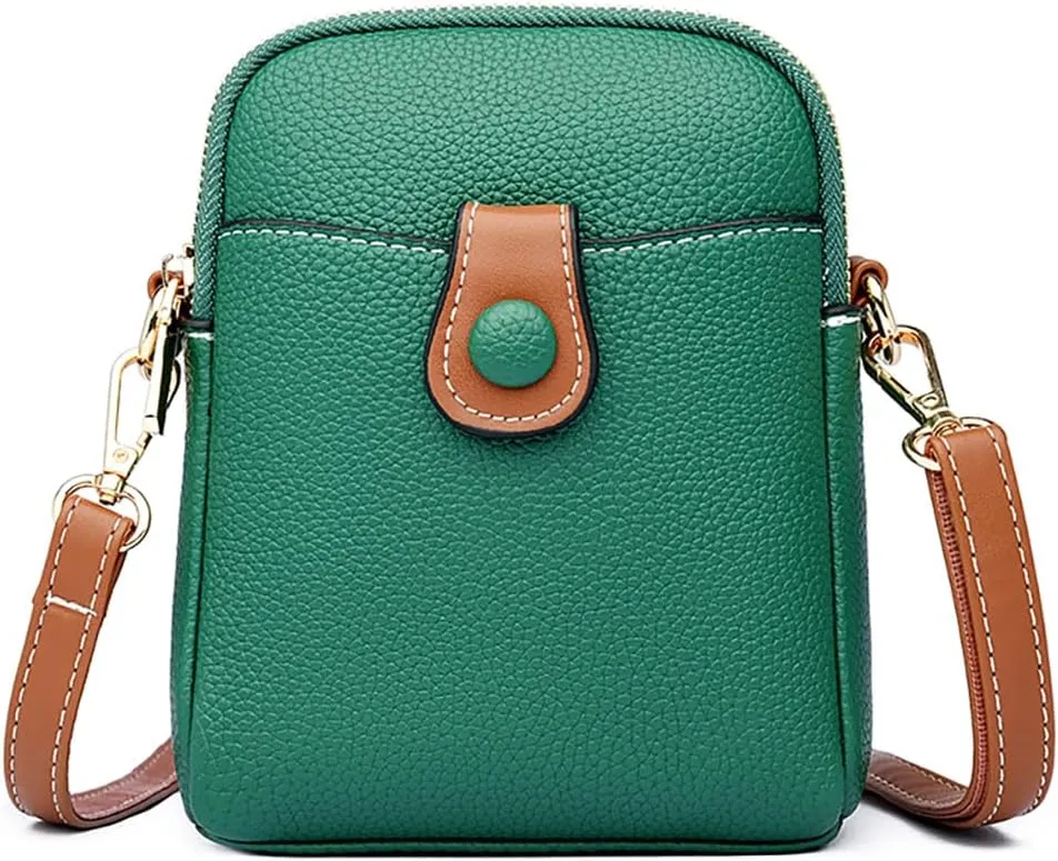 Mudono Small Crossbody Bag for Women Genuine Leather Cell Phone Purse Lightweight Shoulder Bag Vintage Daily Wallet Bag