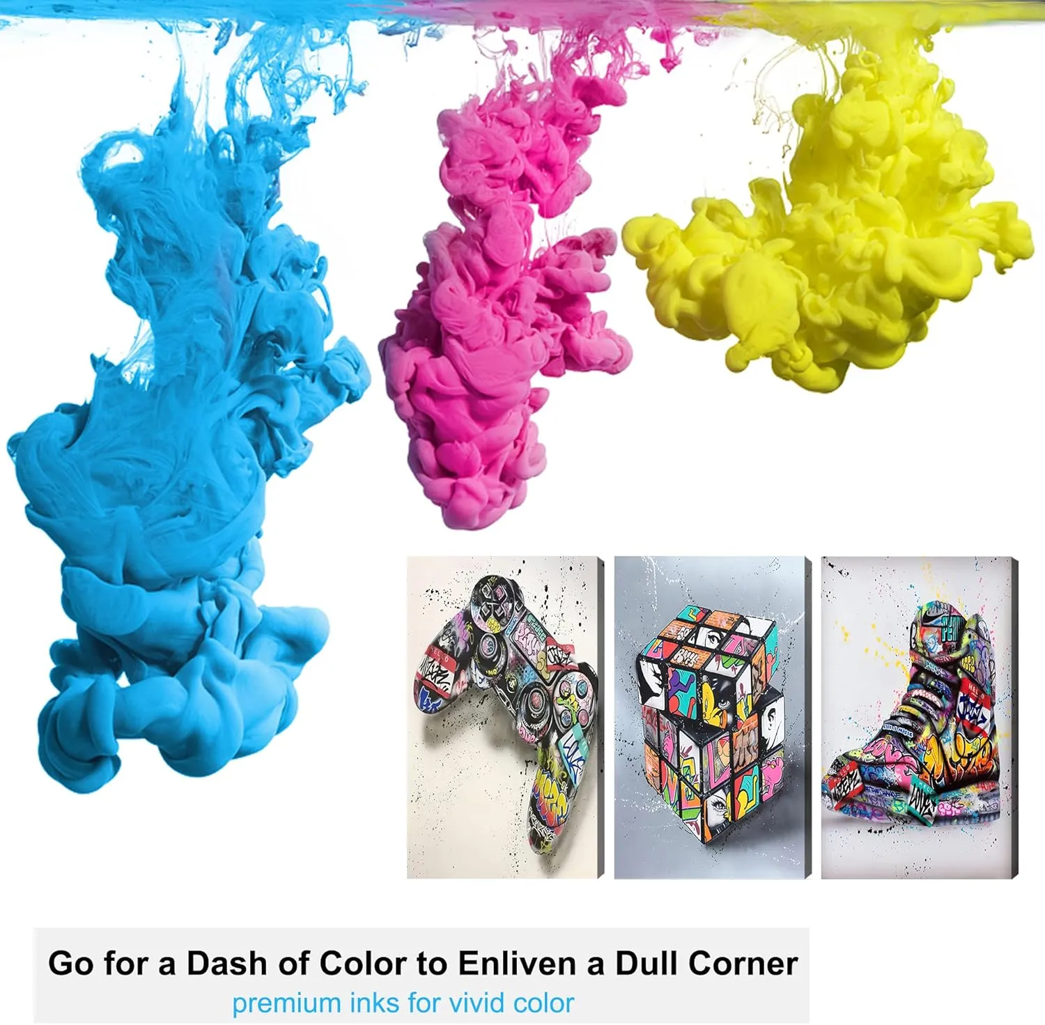 Multi Panel Graffiti Canvas Wall Art - 3 Piece Graffiti Pop Street Art Canvas Prints for Wall Decor, Cool Framed Artwork for Boys Bedroom Man Cave Ready to Hang 16x24 Inches x 3Panel