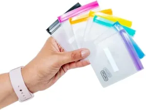 MUMI Mini Zipper Pouch Set – Reusable Clear Mesh Organizer Bags with Writable Labels – 7 Pack, 3x3 in Each – Small Ziploc-Style Pouches for Travel, Purse, Makeup, Medicine, Snack – Leak-Proof Zip Bags