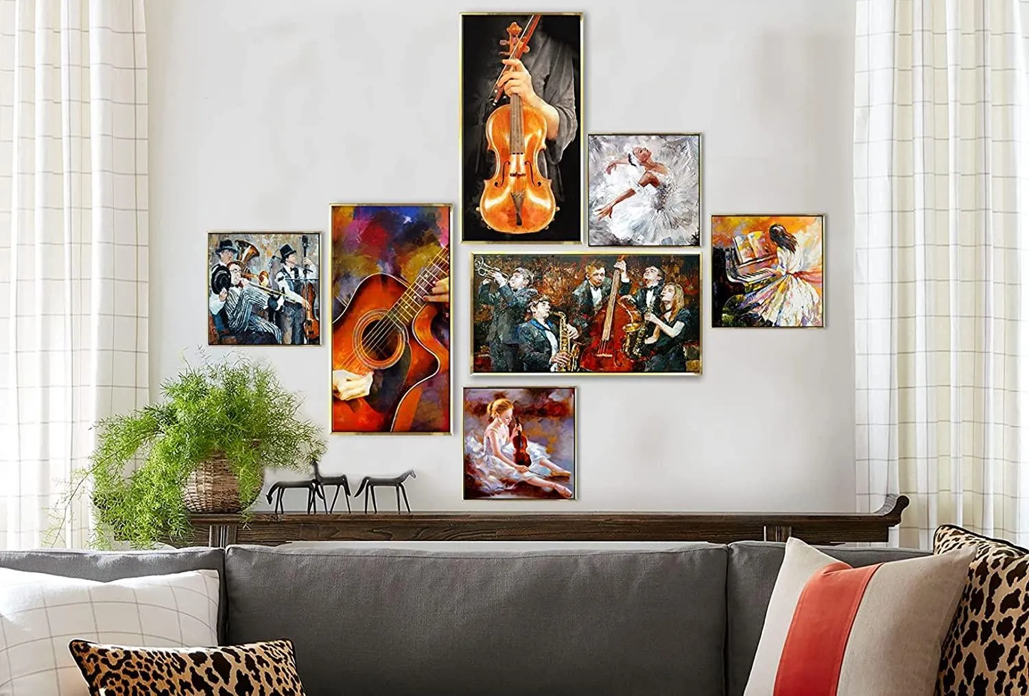 Music Canvas Floating Frame Collage Painting for Bedroom Wall Decoration