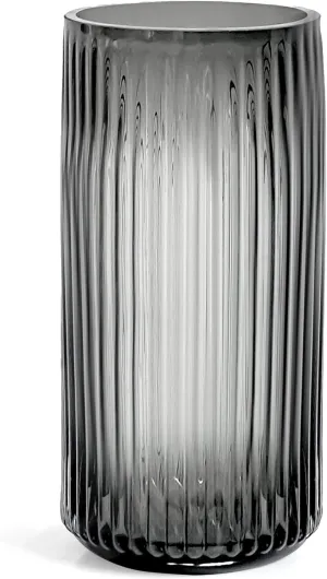 Muyan 7.5" Flower Vase for Decor Ribbed Glass Vase Modern for Centerpieces Desktop Home Office Dining Living Room Wedding (Gray)