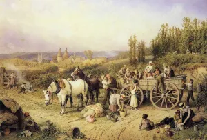 MVOVZQCV Famous Art Prints Modern Poster the Farm Cart by Myles Birket Foster R.w.s. Abstract Painting Artwork for Home Decor 60x90cm