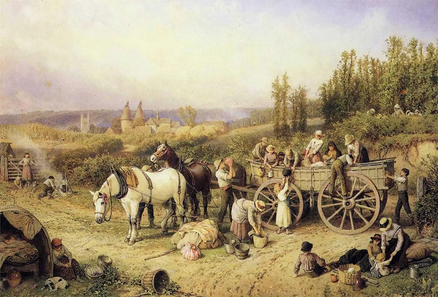 MVOVZQCV Famous Art Prints Modern Poster the Farm Cart by Myles Birket Foster R.w.s. Abstract Painting Artwork for Home Decor 60x90cm