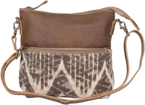 Myra Bag Coffee Canvas Small & Crossbody Bag Upcycled Canvas, Leather & Rug S-2156