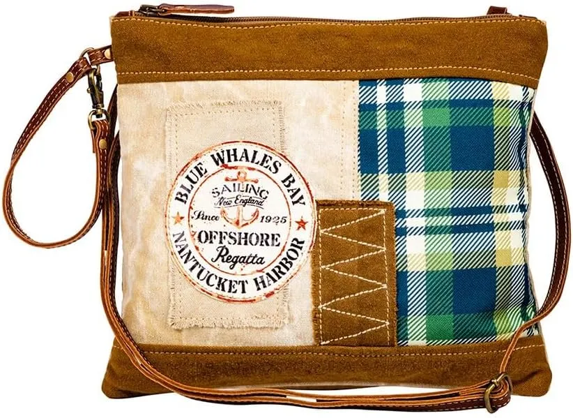 Myra Bag Crossbody Bag for Women - Western Upcycled Canvas & Leather Shoulder Handbag Caramel