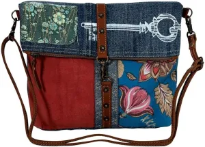 Myra Bag Crossbody Bag for Women - Western Upcycled Canvas & Leather Shoulder Handbag Denim