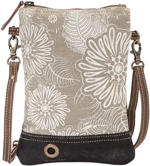 Myra Bag Leafy Upcycled Canvas & Leather Crossbody womens Bag S-1466