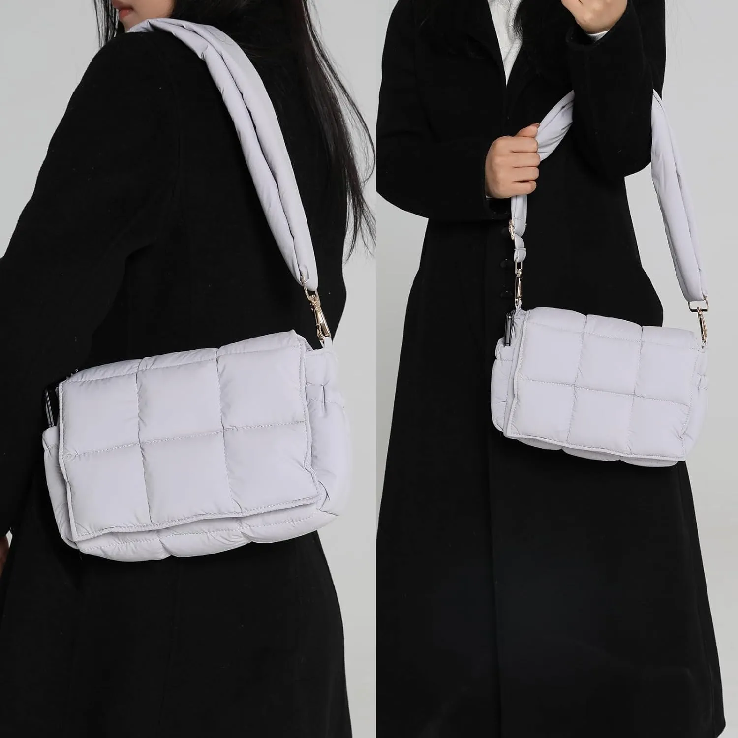 NAARIIAN Crossbody Bag for Women Quilted Puffer Purse Fashion Lightweight Travel Handbags Cute Small Shoulder Bag