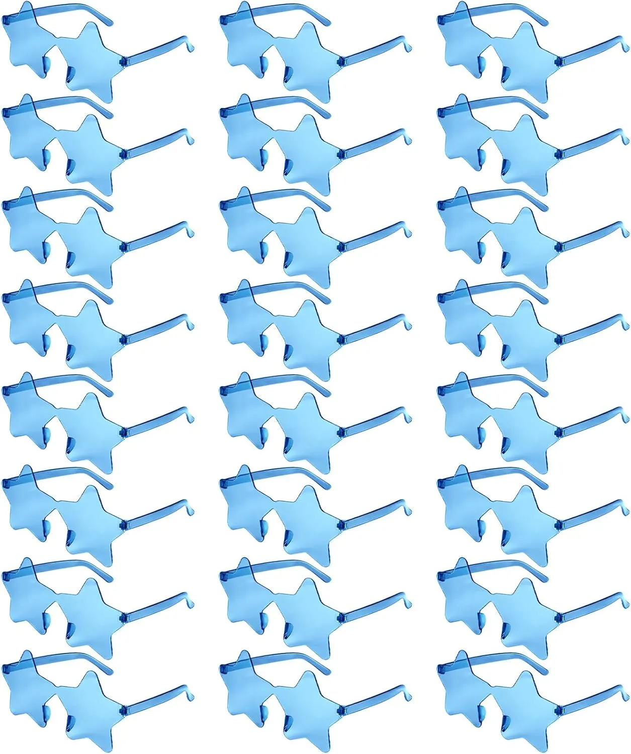 NACHLYNN 24 Pcs Rimless Star Shaped Sunglasses Light Blue Transparent Sunglasses Pentagram Glasses for Party Favor Cosplay