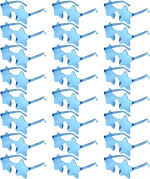 NACHLYNN 24 Pcs Rimless Star Shaped Sunglasses Light Blue Transparent Sunglasses Pentagram Glasses for Party Favor Cosplay