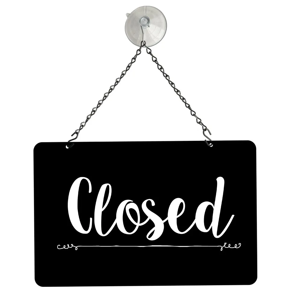 NAHANCO NMSKBO Black with White Print Open/Closed Metal Sign Kit, 12”W x 8”H, Black w/White print