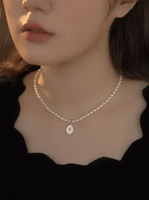 Natural Freshwater Pearl Choker Necklace for Women, 14K Gold Plated Pearl Necklaces Fashion Handmade Jewelry Gift