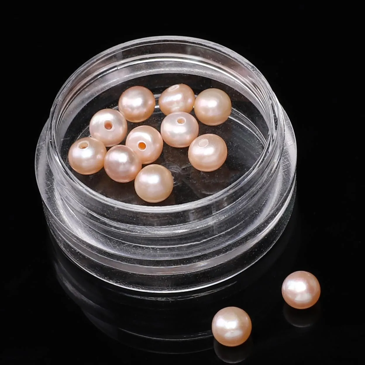 Natural Half Drilled Pearl Beads Pink 4-4.5mm 12pcs AAAA Freshwater Cultured Loose Gemstone Beads for DIY Stud Earring Jewelry Making