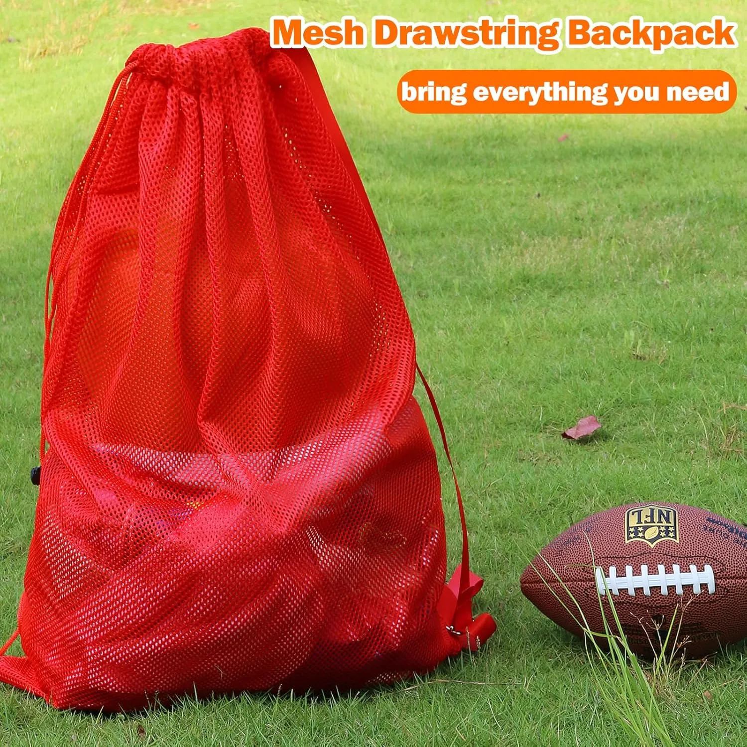 NATURAL STYLE 2 Packs Swim Bag Mesh Drawstring Backpack Oversized 18" x 26", Large Mesh Drawstring Backpack for Beach, Swimming, Gym, and Workout Gear (Red)