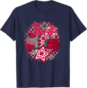 NBA Houston Rockets Psychedelic Basketball Collage T-Shirt
