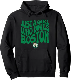 NBA Just A Girl Who Loves Boston Celtics Wavy Logo Pullover Hoodie