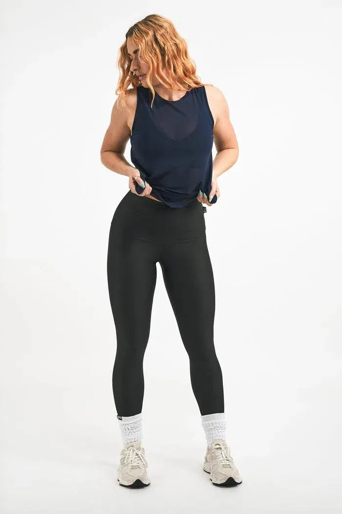 Net Muscle Back Tank - Navy