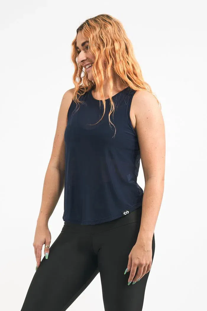 Net Muscle Back Tank - Navy