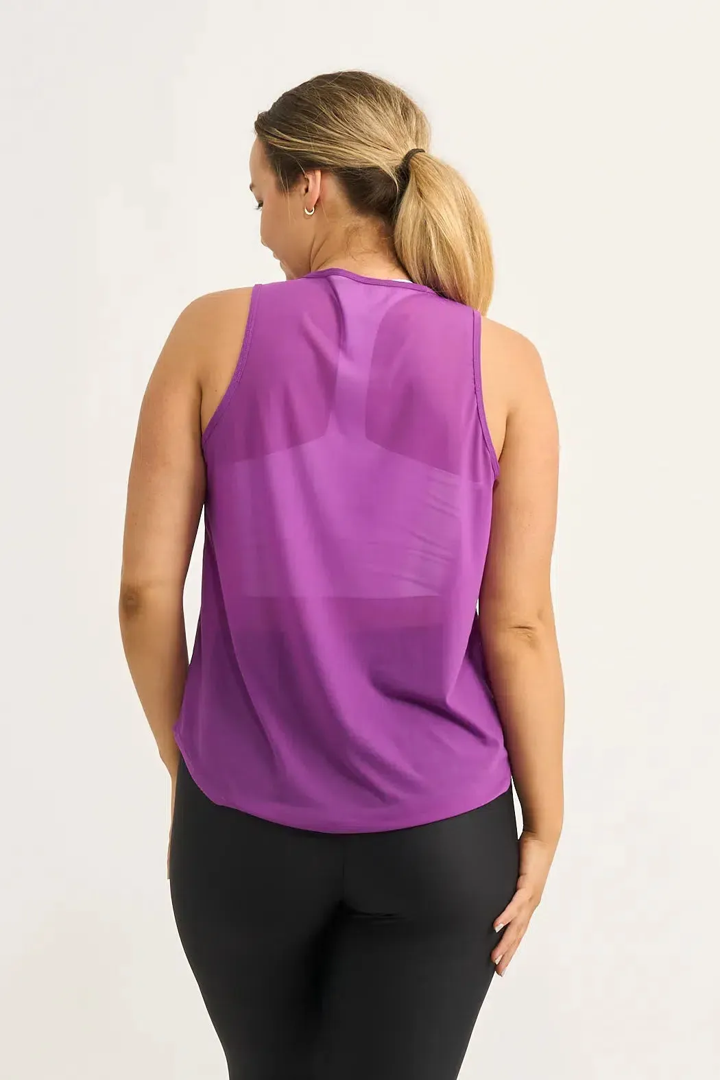 Net Muscle Back Tank - Purple