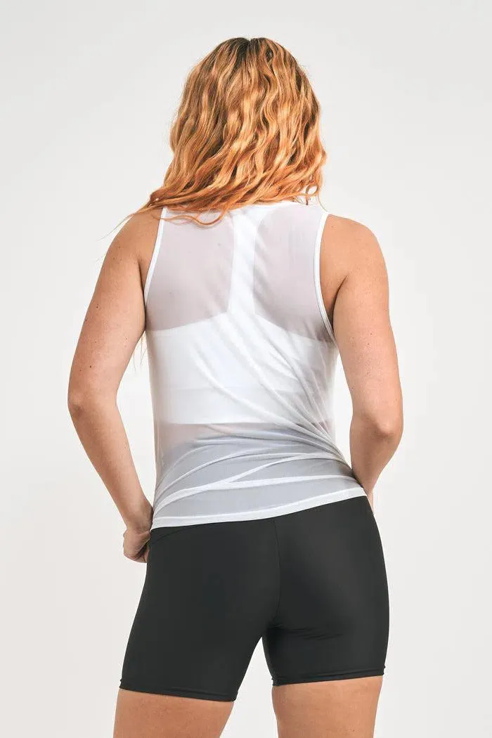 Net Muscle Back Tank - White