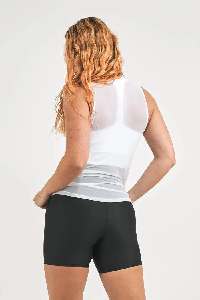 Net Muscle Back Tank - White