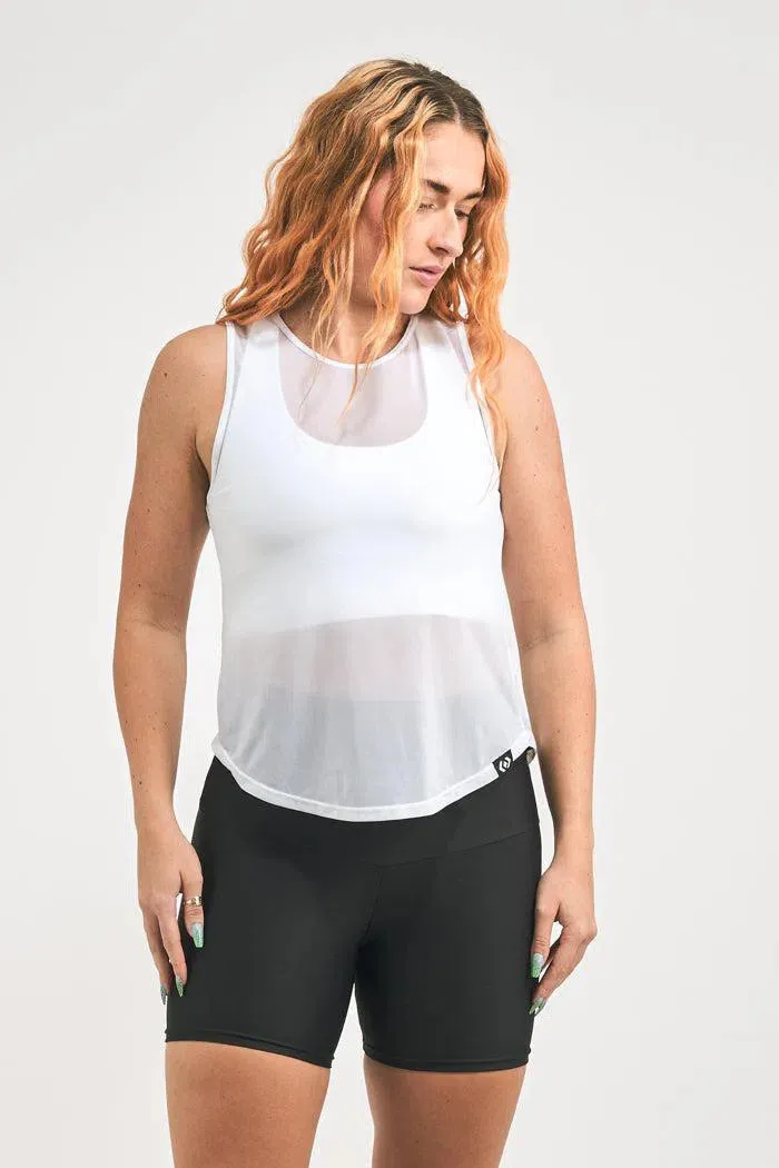 Net Muscle Back Tank - White