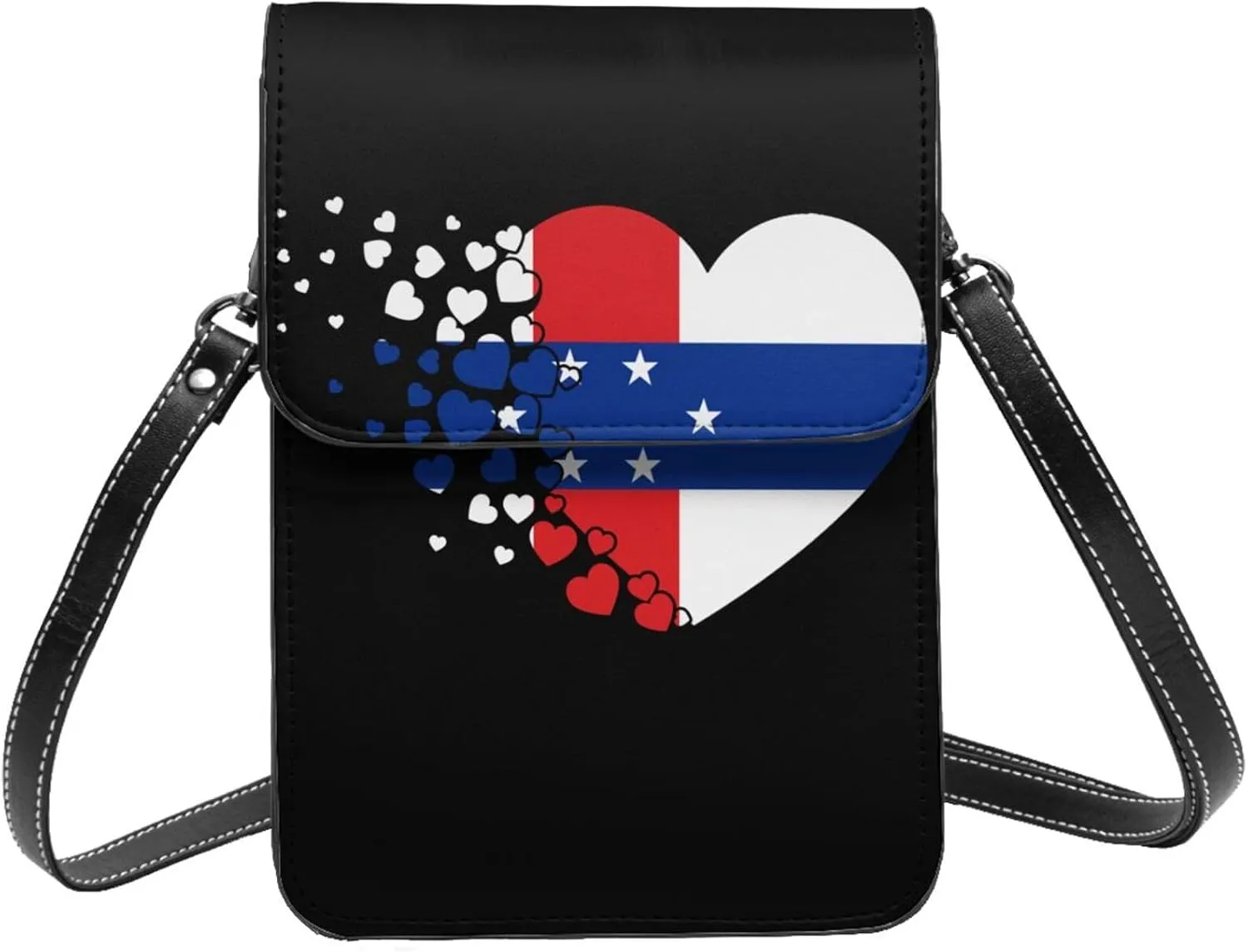 Netherlands Antilles The Dutch Antilles Heart Shaped Flag Small Crossbody Bag Is A Shoulder Bag Designed For Women And Girls Cell Phone Crossbody Wallet Purses With Card Slots Adjustable Strap