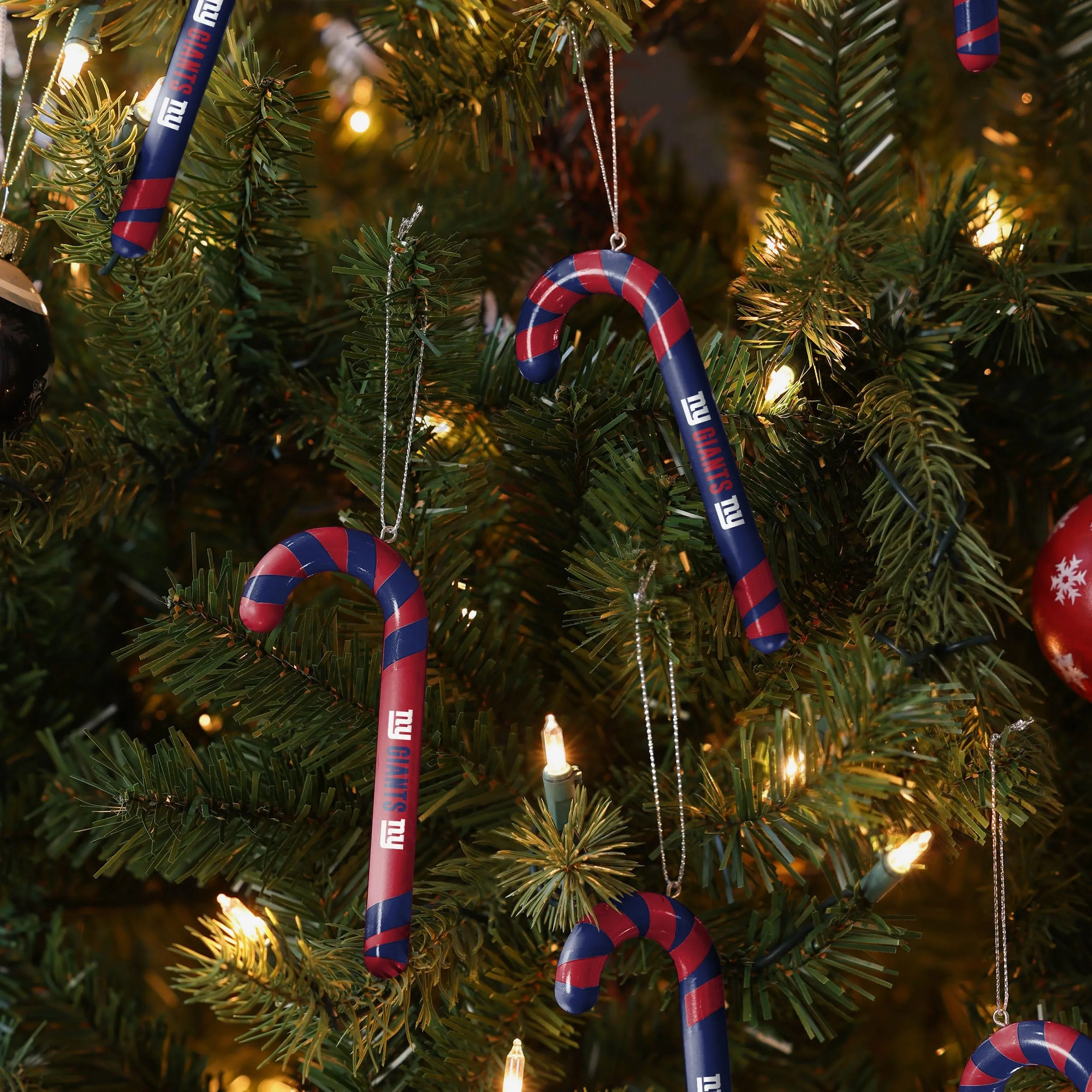 New York Giants 12 Pack Candy Cane Ornament Set