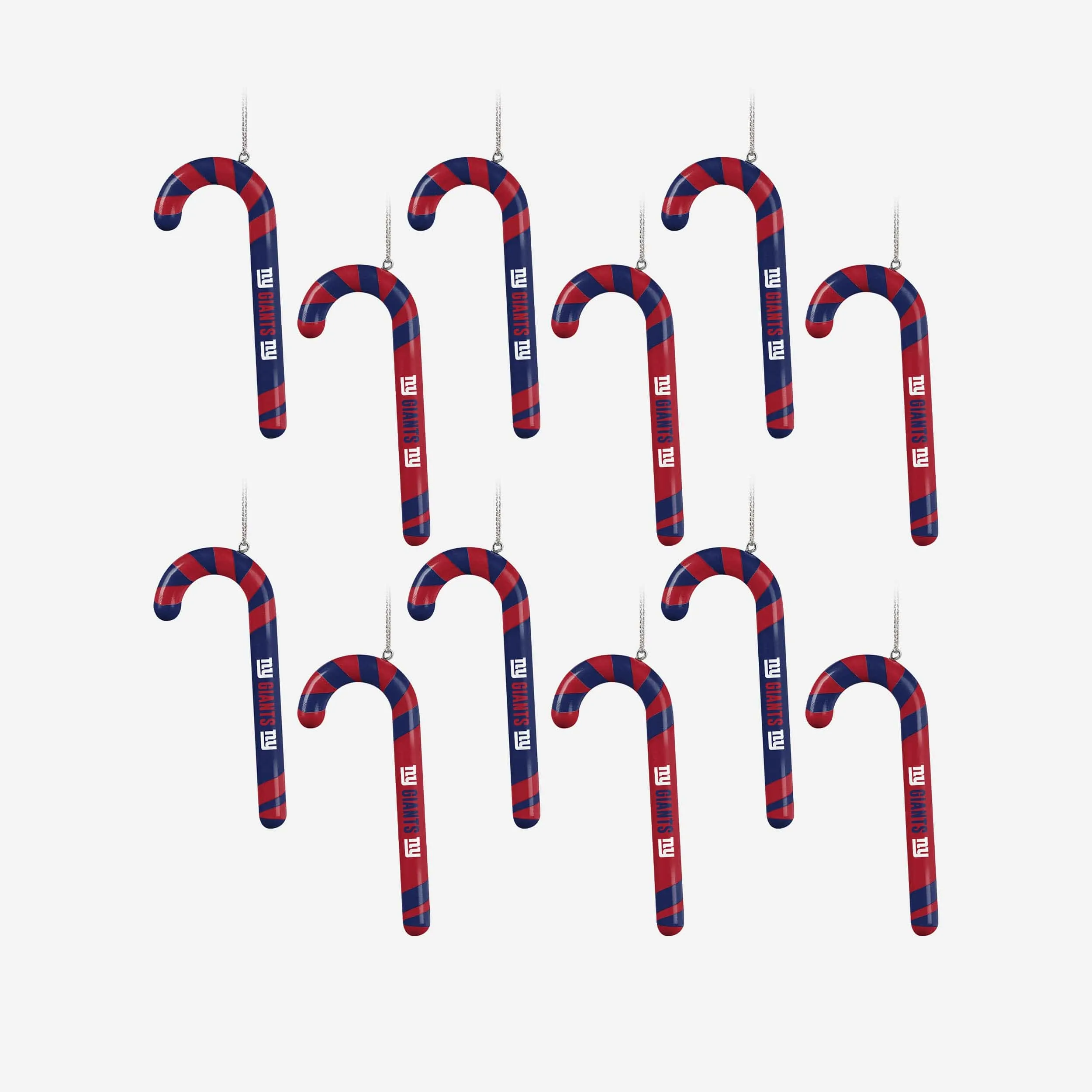 New York Giants 12 Pack Candy Cane Ornament Set