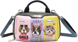 Nicole Lee Nikky Mini Boston Double Zip Crossbody Bag, Vegan Leather (BEST BUDDIES)
